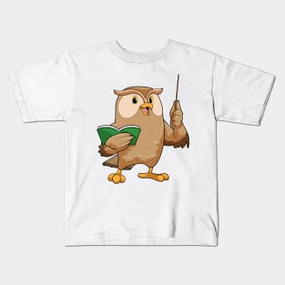 Owl as Teacher with Book & Pointer Kids T-Shirt